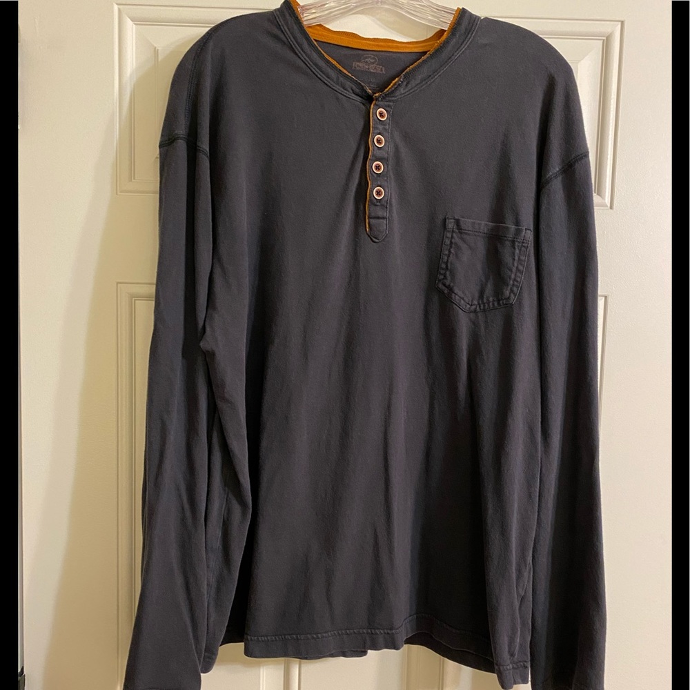 Red Head Black Cotton LongSl Polo Shirt L